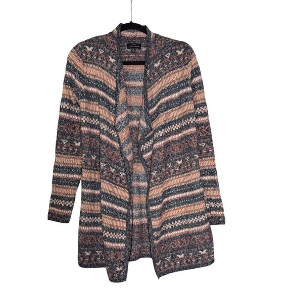 Lucky Brand Open Front Cardigan Aztec Tribal Print Tribal Size Small Bohemian - Picture 2 of 12